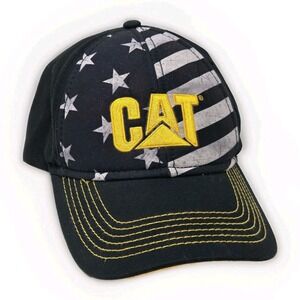 Caterpillar CAT Flag Hat American Flag USA Stars Stripes Sublimated Snapback Cap